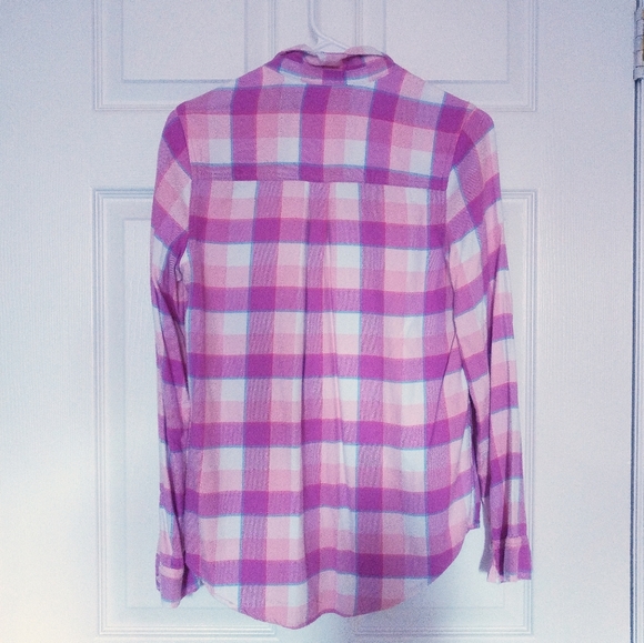 Size 15/16 Girls' Abercrombie Kids Pink Soft Flannel Plaid Button-Up Shi… - Picture 3 of 9